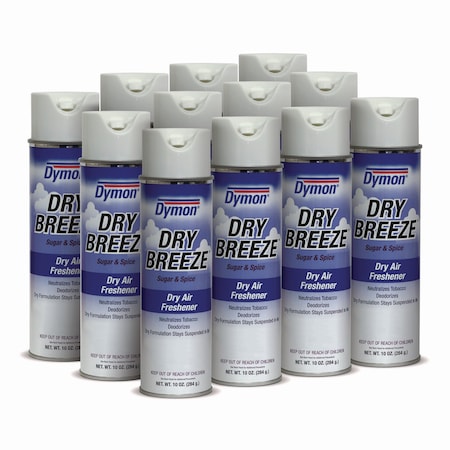Dymon Dry Breeze Aerosol Air Freshener, Sugar & Spice, 10 oz, PK12 70220